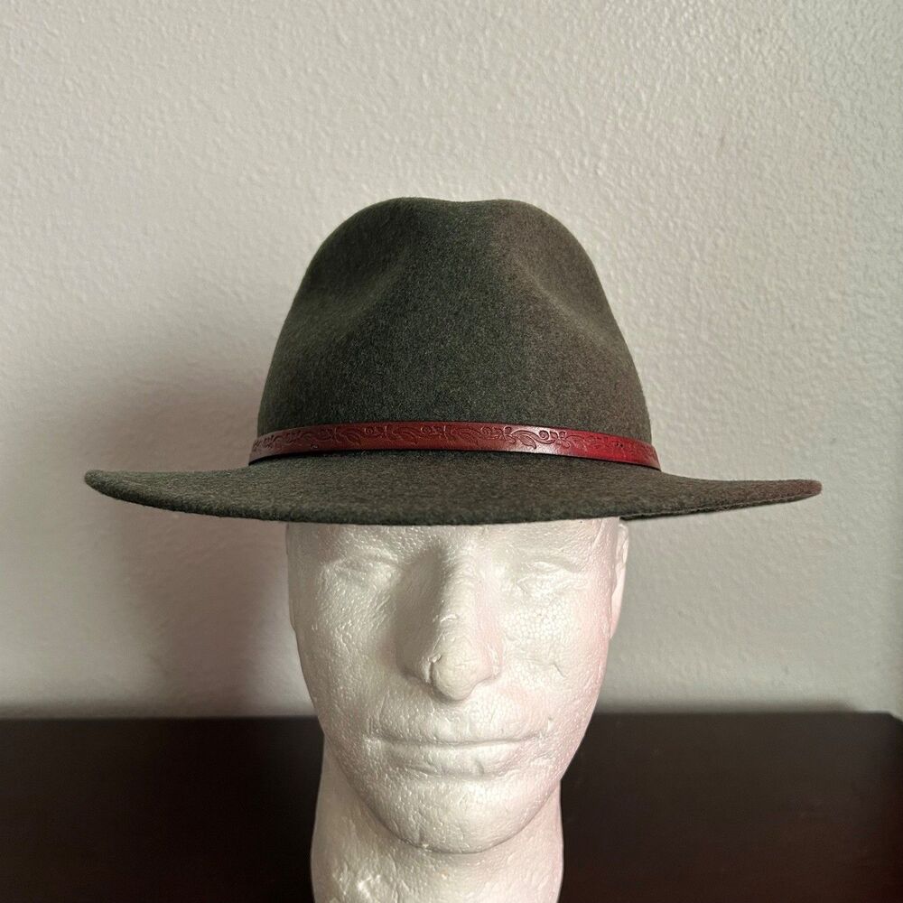 Stetson Hat Cromwell Crushable Wool Felt Fedora Olive Green Mens Large Made USA